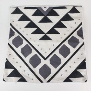 Aztec Geometric Pillow Cover Zip Closure Black Gray White (20" x 20")